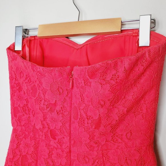 BCBG Roselle Lace Red Berry Strapless Mini Dress - Picture 5 of 12